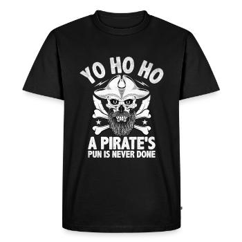 Yo Ho Ho A Pirate's Pun Is Never Done Pirate Youth - Men's Premium Organic T-Shirt - black - Front - Nico (187cm)
