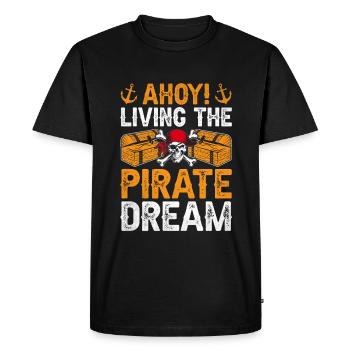 Ahoy Living The Pirate Dream Pirate Youth Design - Men's Premium Organic T-Shirt - black - Front - Nico (187cm)