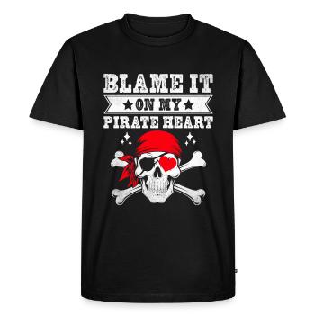 Blame It On My Pirate Heart Pirate Youth Design - Men's Premium Organic T-Shirt - black - Front - Nico (187cm)