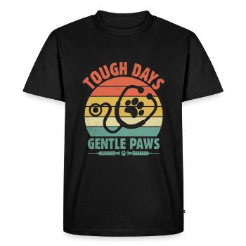 Jours difficiles Gentle Paws Verterinarien Amoureux des animaux - T-shirt Premium bio Homme - noir - Devant - Nico (187cm)
