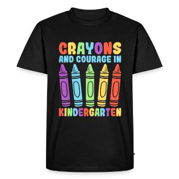 Crayons And Courage In Kindergarten School Teacher - Men's Premium Organic T-Shirt - black - Front - Nico (187cm)
