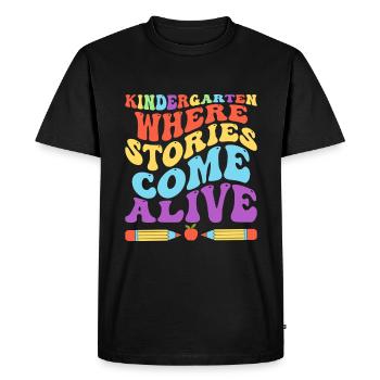 Jardin d’enfants où les histoires prennent vie École - T-shirt Premium bio Homme - noir - Devant - Nico (187cm)