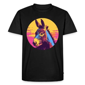 Pop Art Donkey - Men's Premium Organic T-Shirt - black - Front - Nico (187cm)