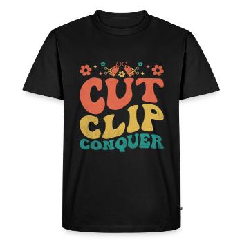 Cut Clip Conquer Couponer Shopper Save Money - Men's Premium Organic T-Shirt - black - Front - Nico (187cm)