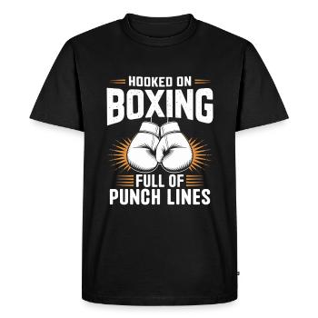 Accro à la boxe pleine de punchlines Boxer Sports - T-shirt Premium bio Homme - noir - Devant - Nico (187cm)