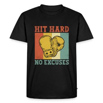 Frapper fort sans excuses Boxer Sports Musculation Gym - T-shirt Premium bio Homme - noir - Devant - Nico (187cm)