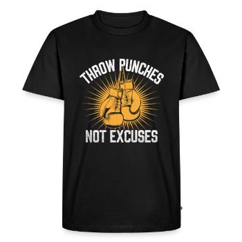 Lancer des coups de poing n’excuse pas Boxeur Sports Gymnase Athlète - T-shirt Premium bio Homme - noir - Devant - Nico (187cm)