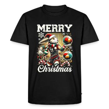 Joyeux Noël Handball Sports Athlète - T-shirt Premium bio Homme - noir - Devant - Nico (187cm)