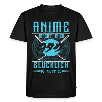 Anime macht Glücklich - Männer Premium Bio T-Shirt - Schwarz - Vorne - Nico (187cm)
