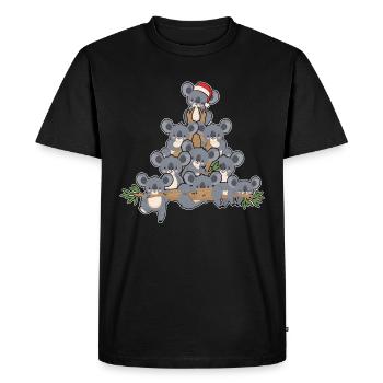 Christmas Tree Koala with Lights Penguin Fun - Men's Premium Organic T-Shirt - black - Front - Nico (187cm)