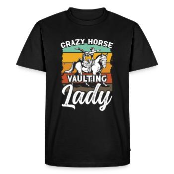 Crazy Horse Vaulting Lady Riding Horses Horseback - T-shirt Premium bio Homme - noir - Devant - Nico (187cm)