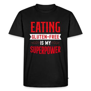Manger sans gluten est mon superpuissance Allergie au gluten - T-shirt Premium bio Homme - noir - Devant - Nico (187cm)