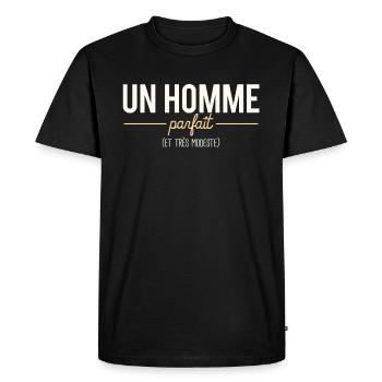 Un Homme Parfait Et Très Modeste Blague Papa - T-shirt Premium bio Homme - noir - Devant - Nico (187cm)