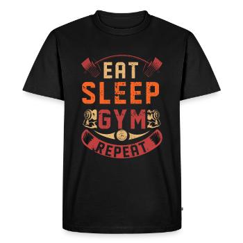 Gym Bodybuilder Muscle Fitness Training Musculation - T-shirt Premium bio Homme - noir - Devant - Nico (187cm)