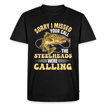 Steelhead Fishing Net Steelhead Fishing Rod Fisher - T-shirt Premium bio Homme - noir - Devant - Nico (187cm)
