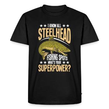 Steelhead Fishing Essentials Fishing Rod Fisherman - T-shirt Premium bio Homme - noir - Devant - Nico (187cm)