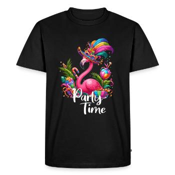 Flamingo célèbre le week-end de fête Vacances de carnaval - T-shirt Premium bio Homme - noir - Devant - Nico (187cm)