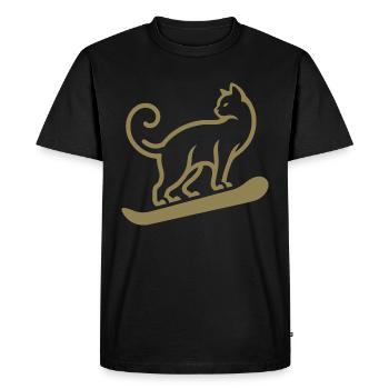 Cat Snowboard Snowboarder Minimalist Design - Men's Premium Organic T-Shirt - black - Front - Nico (187cm)