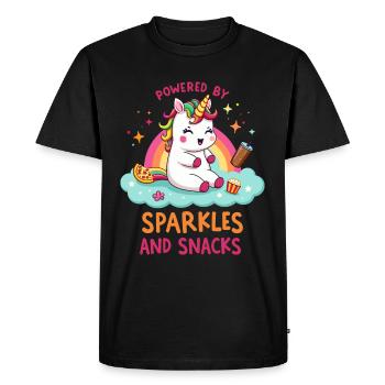 Unicorn Snack Lover Design - Men's Premium Organic T-Shirt - black - Front - Nico (187cm)