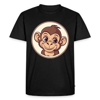 Cheerful monkey with a smile - Men's Premium Organic T-Shirt - black - Front - Nico (187cm)