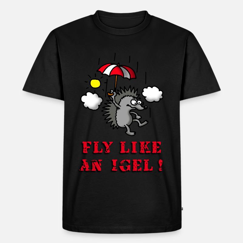 fly_like_an_igel_02_b - Männer Premium Bio T-Shirt - Schwarz