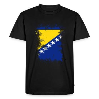 Drapeau de la Bosnie couleur art éclabousse - T-shirt Premium bio Homme - noir - Devant - Nico (187cm)