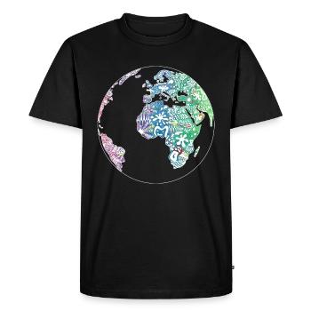 Monde monde carte coloré blanc paix amour environnement cool - T-shirt Premium bio Homme - noir - Devant - Nico (187cm)