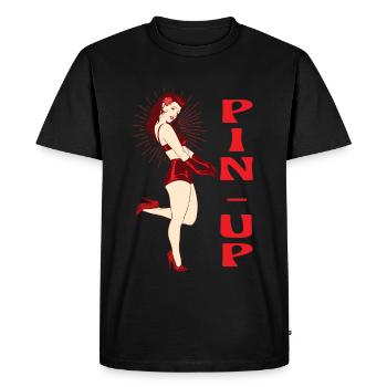 Pin up. Années 50 pin-up. Rockybilly rétro - T-shirt Premium bio Homme - noir - Devant - Nico (187cm)