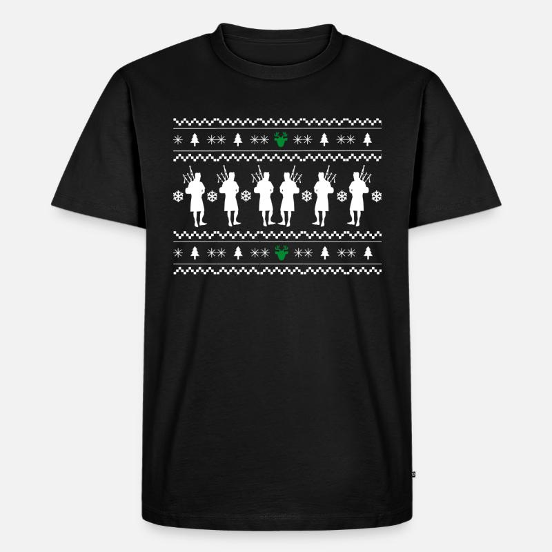 Weihnachts-Bagpiper - Männer Premium Bio T-Shirt - Schwarz