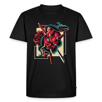 Japon Hannya Mask Snake - T-shirt Premium bio Homme - noir - Devant - Nico (187cm)