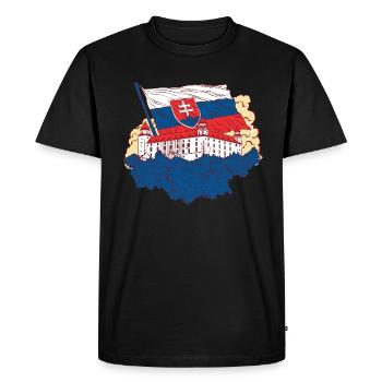 Slovaquie Château avec drapeau Slovaquie - T-shirt Premium bio Homme - noir - Devant - Nico (187cm)