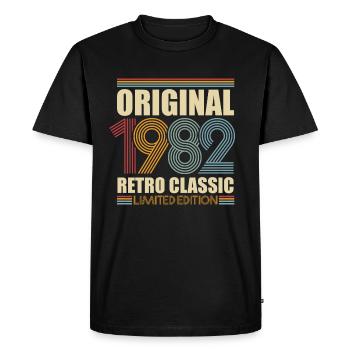 Née en 1982 naissance vintage - T-shirt Premium bio Homme - noir - Devant - Nico (187cm)