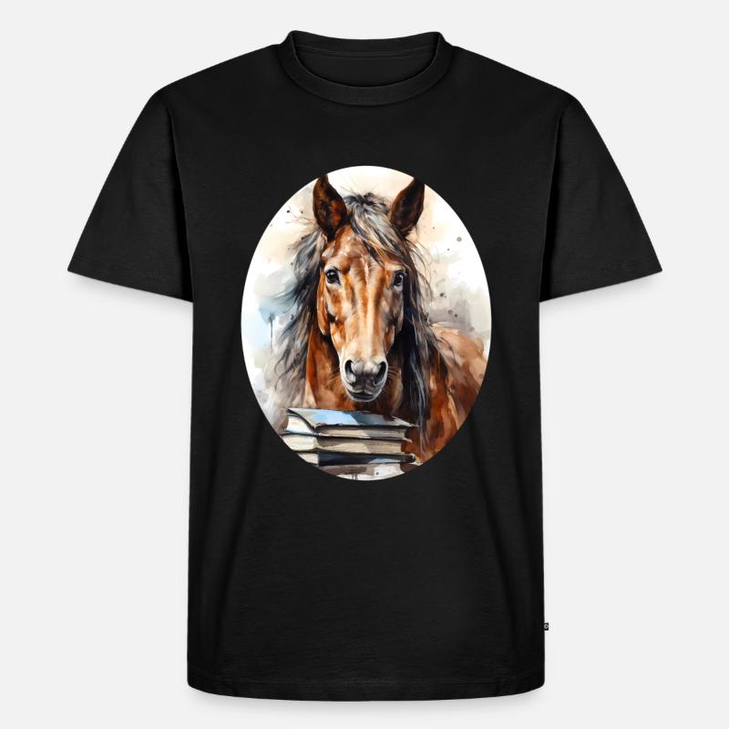 Pferd - Männer Premium Bio T-Shirt - Schwarz