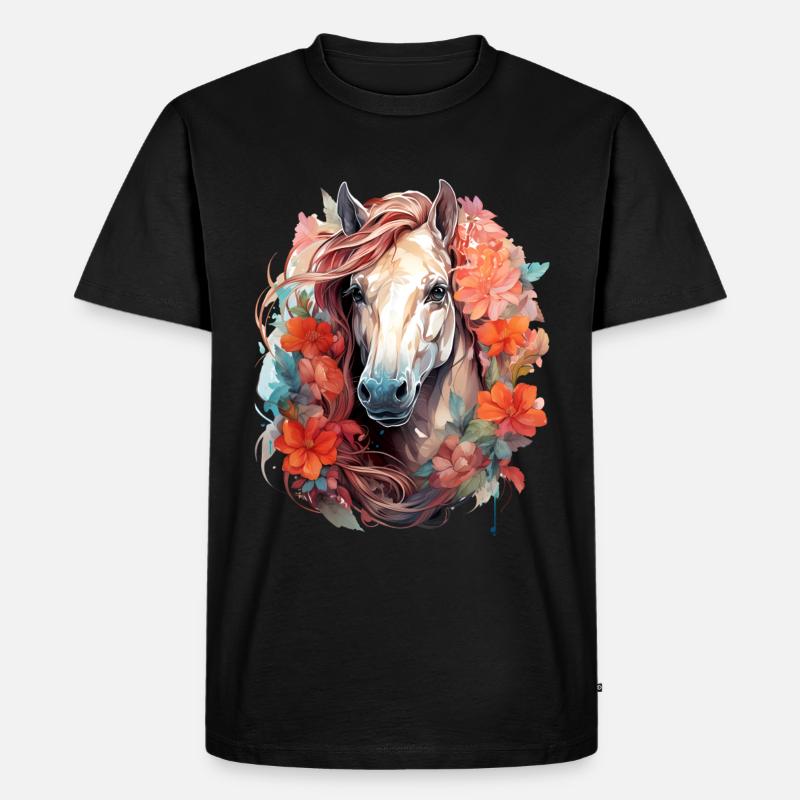 Pferd - Männer Premium Bio T-Shirt - Schwarz