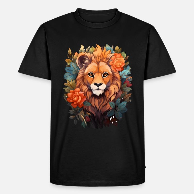 Löwe - Männer Premium Bio T-Shirt - Schwarz