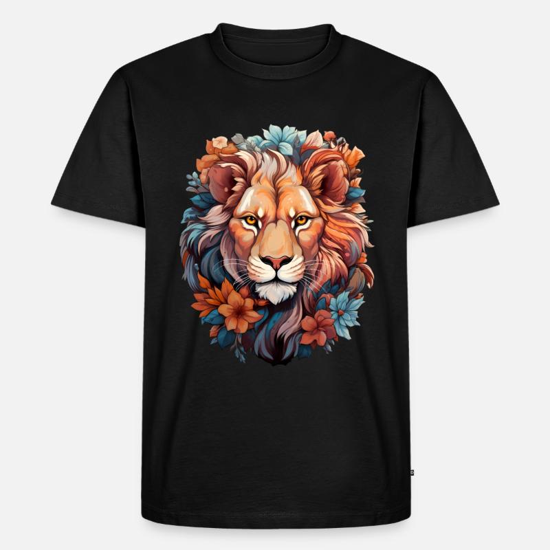 Löwe - Männer Premium Bio T-Shirt - Schwarz