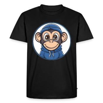 Singe cool avec capuche - T-shirt Premium bio Homme - noir - Devant - Nico (187cm)