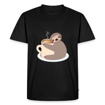 Sloth sweet coffee / cocoa cup Hot gift idea - Men's Premium Organic T-Shirt - black - Front - Nico (187cm)