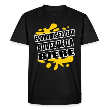 Bière Shirt • Buvez de la Bière • Jaune Cadeaux - T-shirt Premium bio Homme - noir - Devant - Nico (187cm)