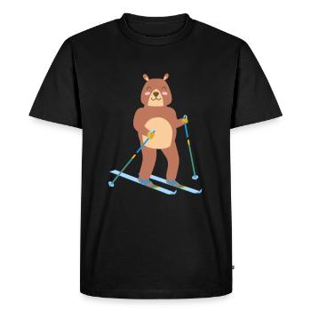 Faire du ski sur glace mignonne idée cadeau sport hiver - T-shirt Premium bio Homme - noir - Devant - Nico (187cm)