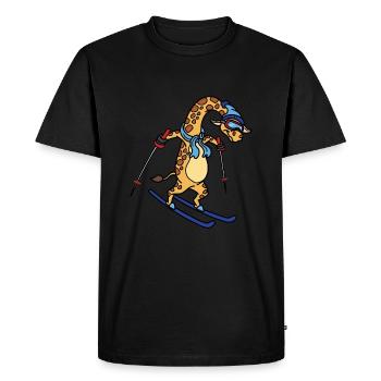 Cadeau ski cadeau girafe ski - T-shirt Premium bio Homme - noir - Devant - Nico (187cm)