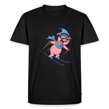 T-shirt Cochon Ski Holiday Cadeau Conducteur De Ski - T-shirt Premium bio Homme - noir - Devant - Nico (187cm)