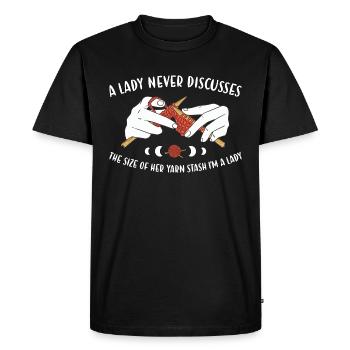 A Lady Never Discusses Her Yarn Stash Knitting - Men's Premium Organic T-Shirt - black - Front - Nico (187cm)