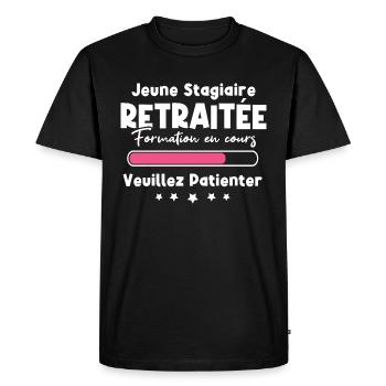 Jeune stagiaire retraitée formation en cours - T-shirt Premium bio Homme - noir - Devant - Nico (187cm)