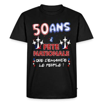Anniversaire 50 ans Juillet Fête Nationale - T-shirt Premium bio Homme - noir - Devant - Nico (187cm)