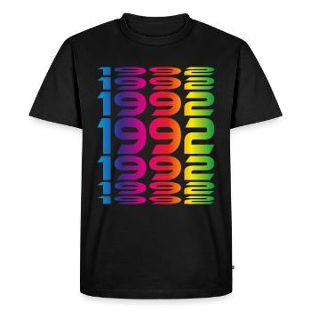 Né(e) en 1992 Année de naissance Cadeau - T-shirt Premium bio Homme - noir - Devant - Nico (187cm)