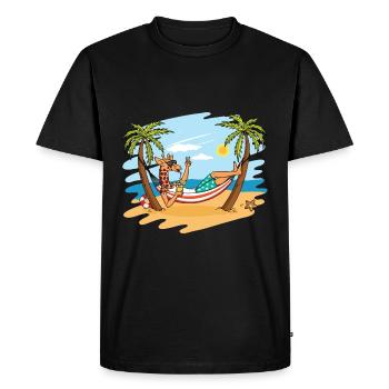 Drôle de girafe sur le cadeau de vacances d'été de plage - T-shirt Premium bio Homme - noir - Devant - Nico (187cm)
