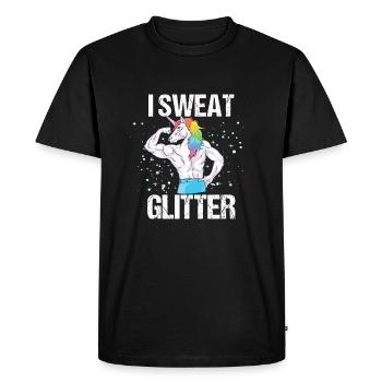 Funny Unicorn Fitness Gym Glitter Abs Gift - Men's Premium Organic T-Shirt - black - Front - Nico (187cm)