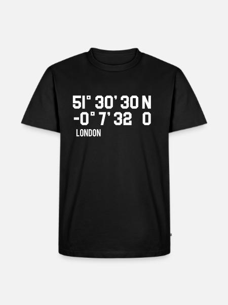 London coordinates - Men's Premium Organic T-Shirt - black