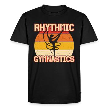 Gymnastique rythmique Retro Sunset Design - T-shirt Premium bio Homme - noir - Devant - Nico (187cm)
